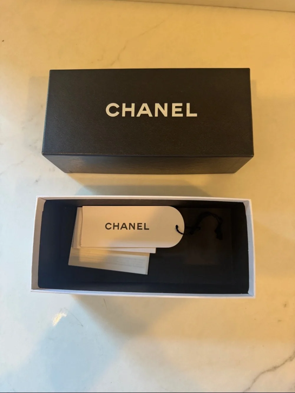 CHANEL Black and White Logo Box 7.5x3.5x2.5